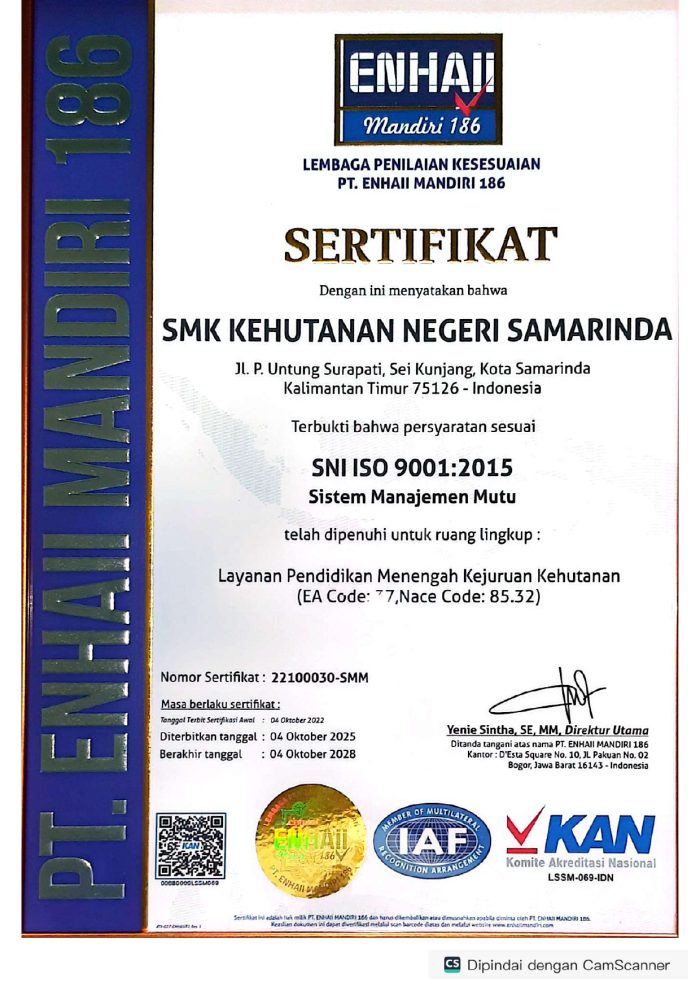 Sertifikat ISO SMKKN Samarinda